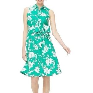 J. Crew Teal Green Floral Sleeveless Dress Size 14
